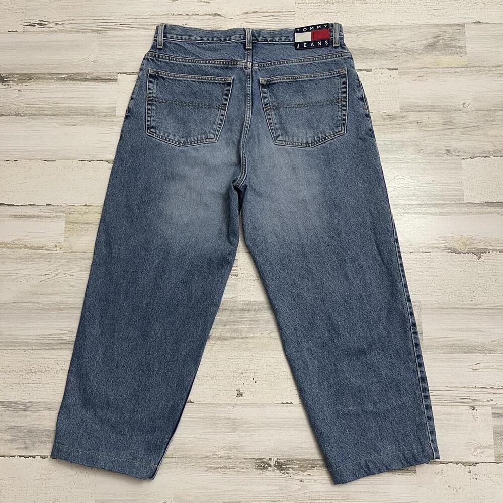Tommy Hilfiger Blue Denim Skater Baggy Cropped Jeans 34